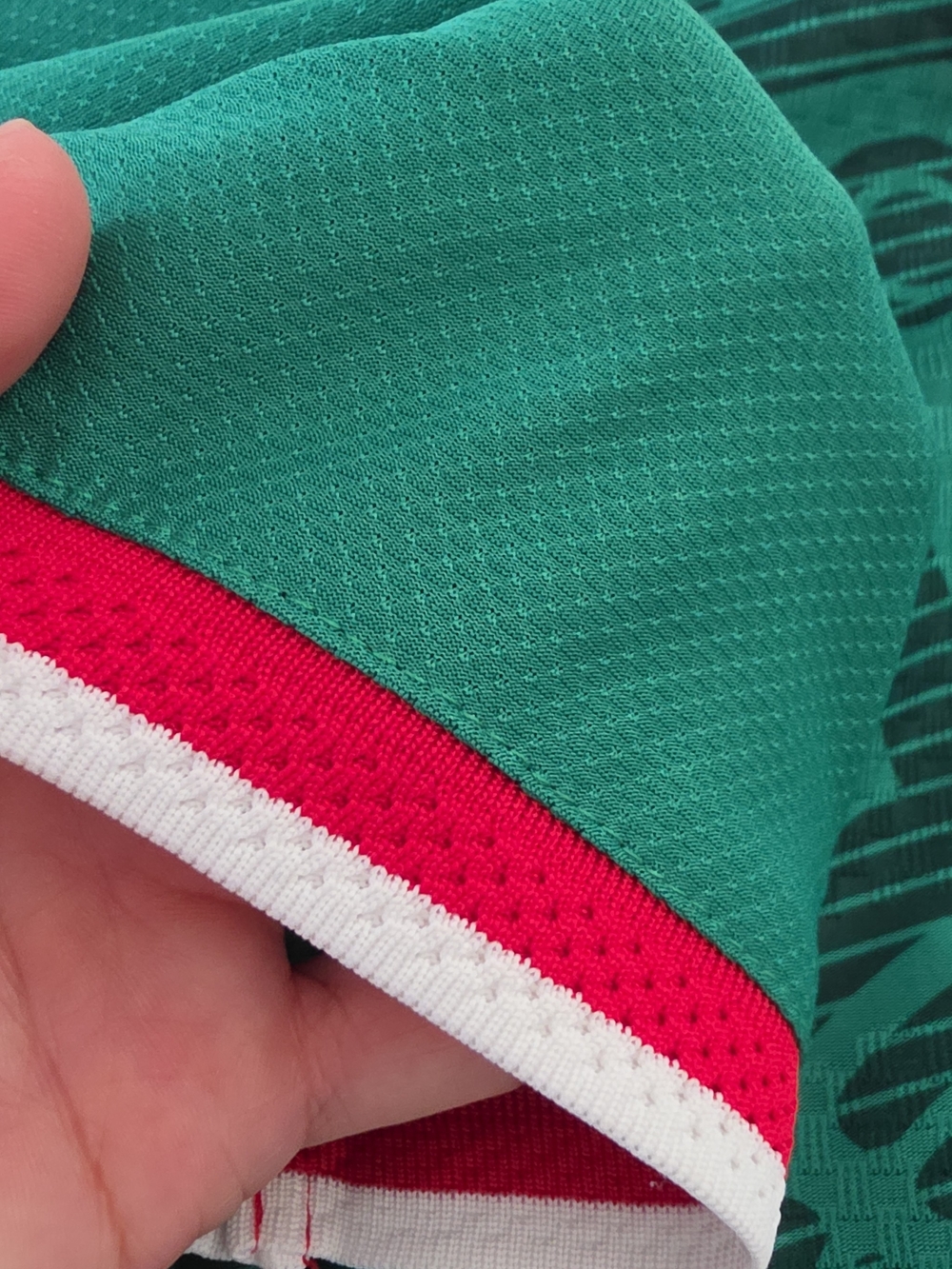Green Soccer Jersey with Red and White Trim - Picture 2 of 11